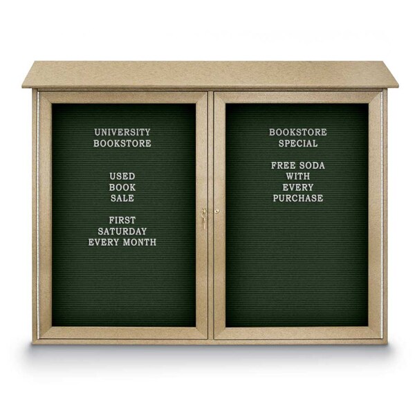 Indoor Enclosed Combo Board, 48"x36", Satin Frame/Green & Cobalt